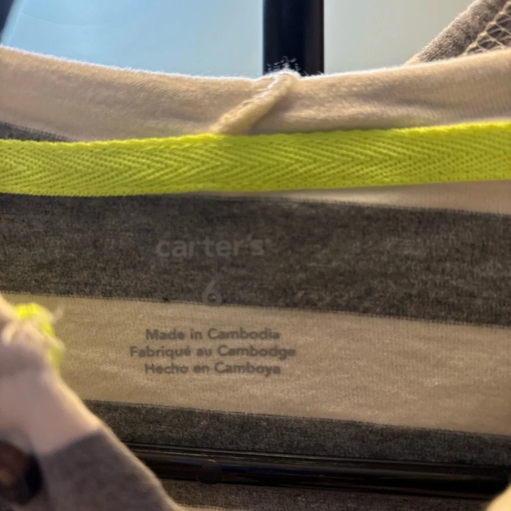 Carter's Gray and White Striped Hoodie